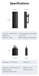Microfone de lapela sem fio Ulanzi VM-10, mini microfone portátil para gravação de áudio e vídeo para iPhone, Android, transmissão ao vivo e jogos