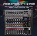 Mesa de mistura profissional USB de 8 canais, placa de mixagem de áudio, efeitos digitais, reprodutor de MP3, consoles, computador, gravação de palco.
