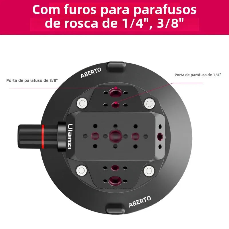 Ulanzi Car Phone Action Camera Holder Hand Pump Suction Cup 360° Adjustable 1/4" for GoPro for Insta360 DJI Action Smart Phone