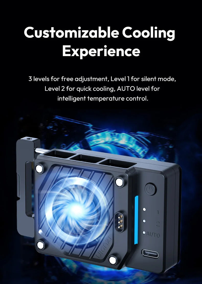 Ulanzi CU01 Cooler para câmera, ventilador de resfriamento para transmissão ao vivo, sistema de resfriamento alto, radiador de câmera, dissipador de calor para Canon R50 Sony ZVE Nikon