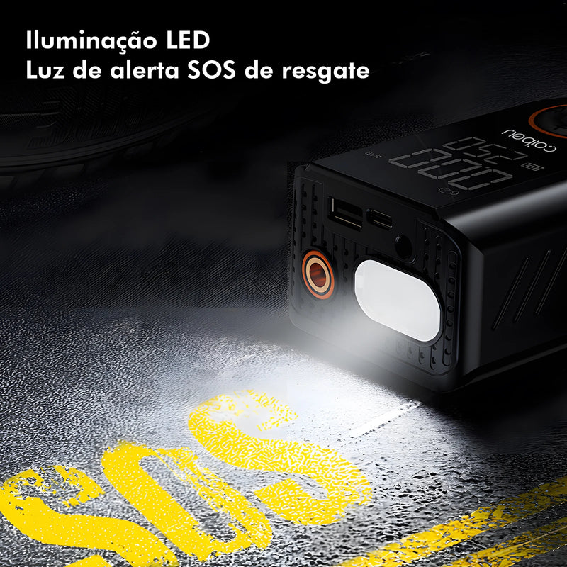 Bomba de inflação portátil sem fio de 60 W, bateria de 1800 mAh * 2,5 modos (carro/bicicleta/motocicleta), desligamento automático por LED, tipo C