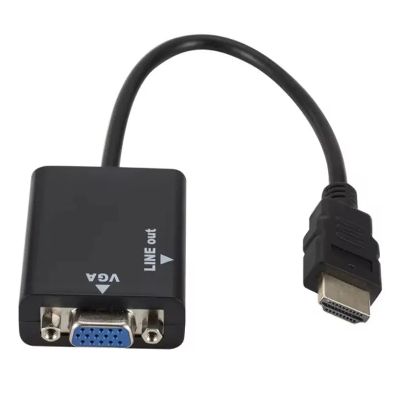 Conversor HD VGA para Hdmi, com cabo de áudio de 3,5 mm Vga para adaptador Hgmi, conversor de vídeo HDTV e áudio