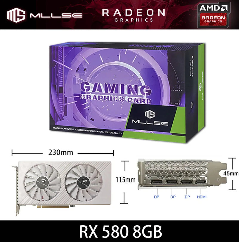Placa de vídeo AMD RX 580 8GB 2048SP Gaming Graphics Card GDDR5 256Bit PCI Express 3.0 ×16 Radeon GPU para PC (Brasil)