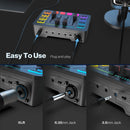 Mixer para jogos USB FIFINE com interface de microfone XLR, alimentação fantasma de 48 V, RGB, placa de som para podcast e streaming AmpliGame SC3