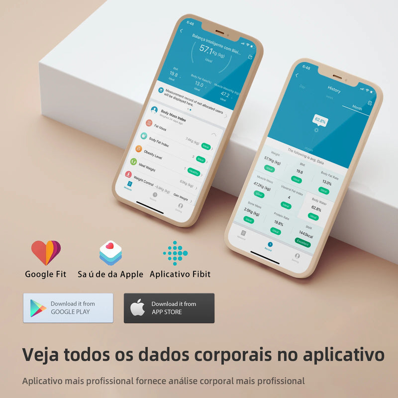 Tuya, Balança Corporal de Bioimpedância Digital Inteligente com 17 Medidas Essenciais, LCD Grande, Até 180 kg, Coibeu