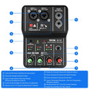 2 Channels Professional Portable Audio Interface Sound Card Console Mini USB MIXER for Guitar Recording Studio Singing TEYUN Q12