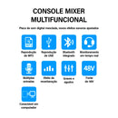 Mesa de Mixagem Analógica VEDO AF4 com Placa de Som Digital Integrada, 4 Canais, Configurações de Função Personalizadas, Console de Mixagem Analógica para Apresentações ao Vivo