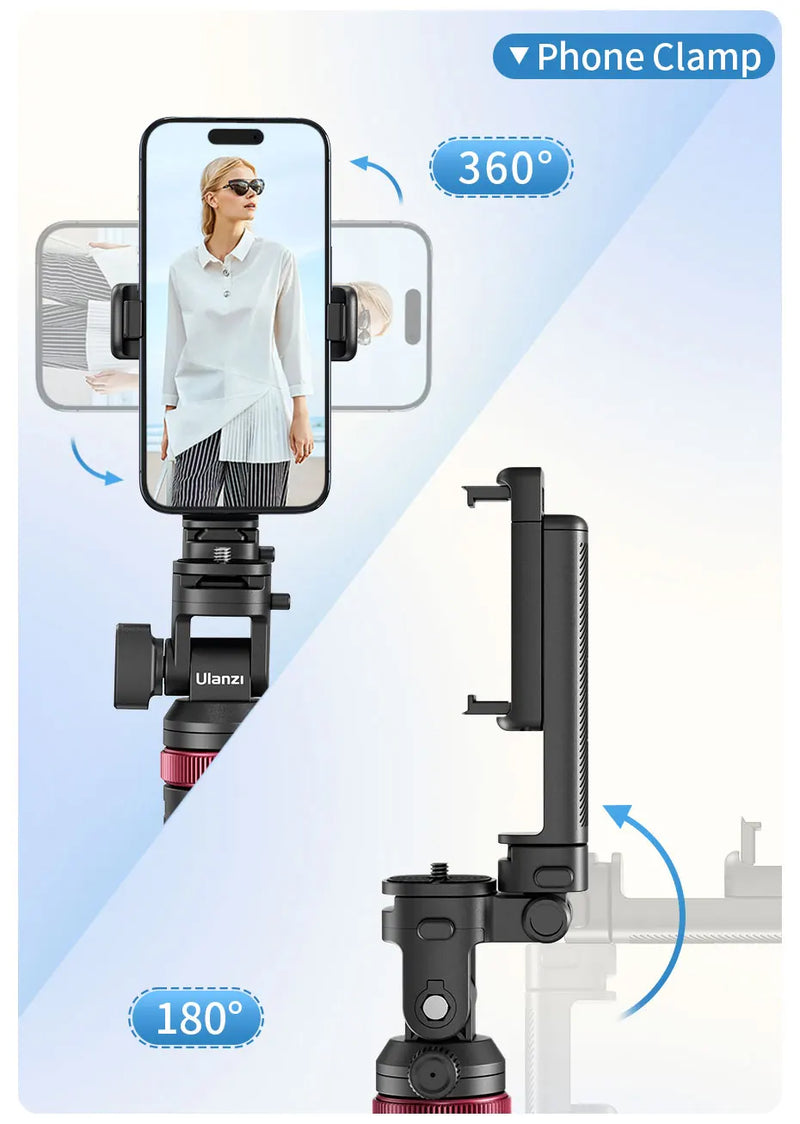 Tripé de liberação rápida Ulanzi MT-78 para câmera, smartphone, luz de preenchimento, tripé de 1,85 m para selfies com controle remoto
