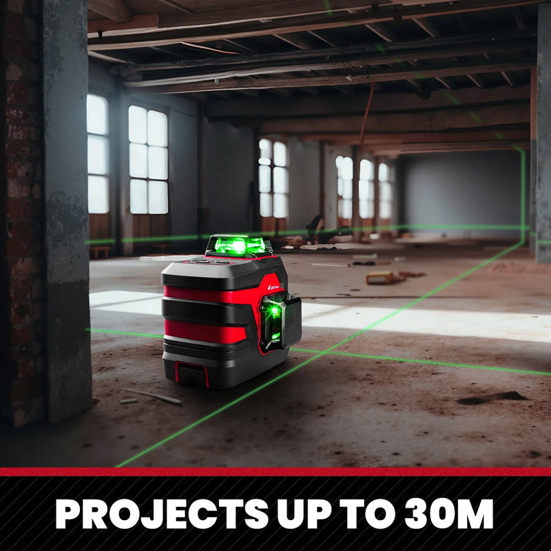 Nível a laser verde série YEVOLT YVGLL4XS, 3/4 planos, 12/16 linhas, autonivelante, 360 graus, 3D/4D, horizontal e vertical, 3,6 V, 3 Ah, ferramentas elétricas
