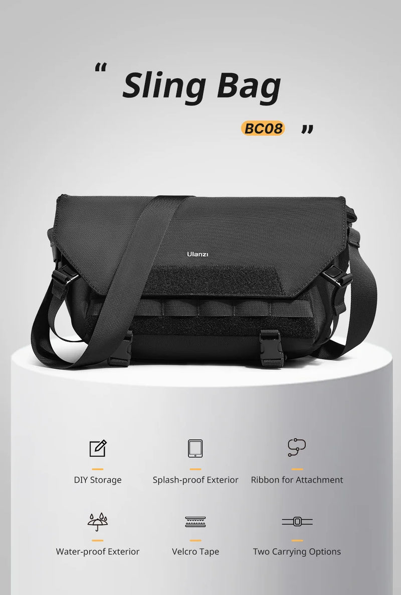 Bolsa tiracolo Ulanzi BC08 com capacidade de 9L, à prova de respingos, universal, para fotografia, bolsa transversal para câmera DSLR, organizador de viagens ao ar livre