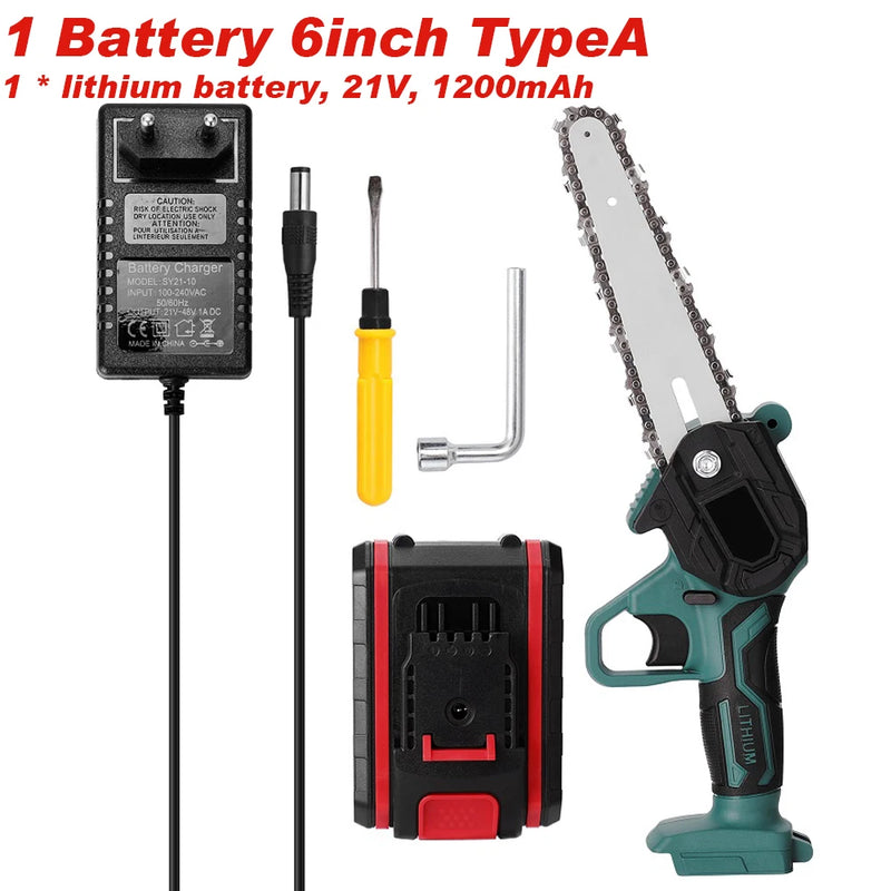 Motosserra KKMOON 21V 4/6/8 polegadas Serra elétrica de corrente sem fio Serra de poda portátil Serra elétrica portátil para marcenaria Ferramenta de corte