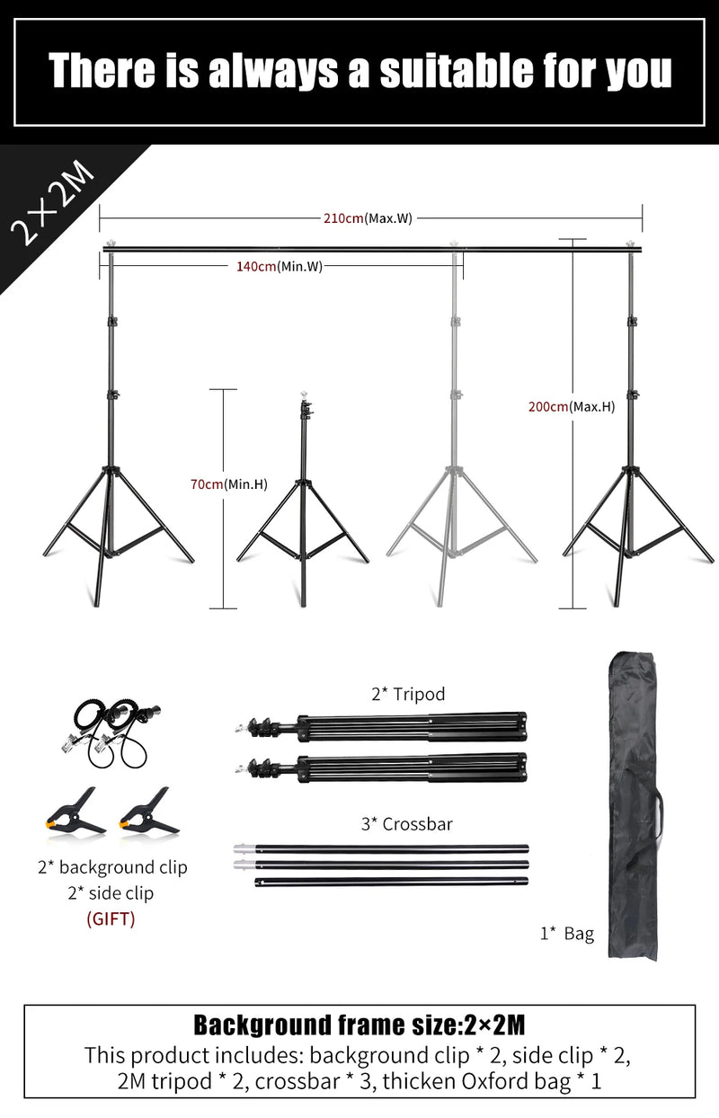 Suporte de fundo para estúdio fotográfico 2x2, 2x3, 2,6x3m, tela verde, sistema de suporte chromakey, moldura de vídeo para festas
