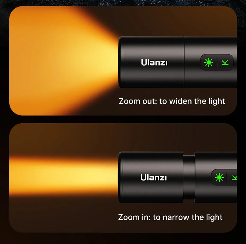 Lanterna de videografia com zoom Ulanzi LM07 Luz de fotografia bicolor Brilho regulável Videolight 2000-8000K CCT para exteriores