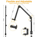 Suporte para microfone de mesa VIJIM LS24, braço de microfone com suspensão ajustável em 360° e parafuso de 1/4, suprimentos para estúdio fotográfico