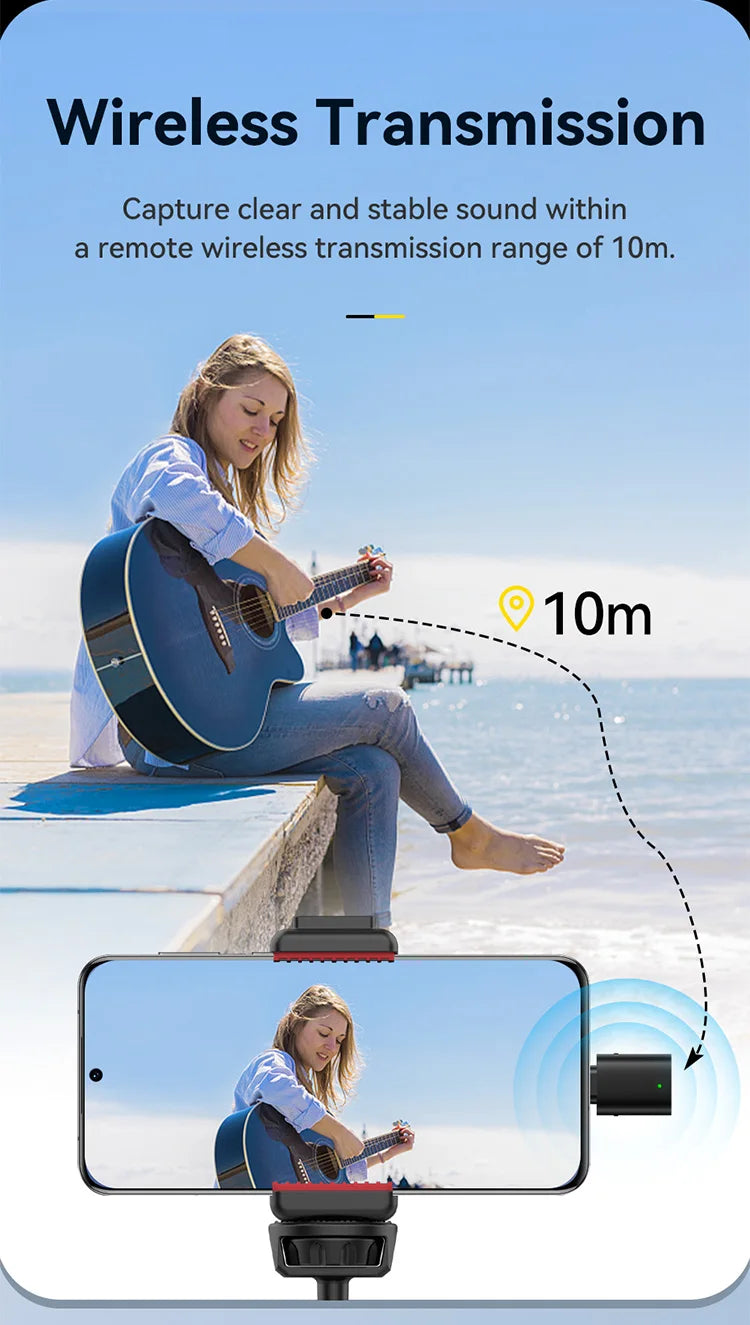 Microfone de lapela sem fio Ulanzi WM-10 1 para 1 USB C para Android e iPhone com esponja à prova de vento para gravação de transmissão ao vivo
