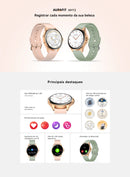 Relógio Feminino AURAFIT ELLA 1, AMOLED 1,32" , 150+ Modos Esportivos, Monitor Ciclo Menstrual, Saúde, Android/iOS