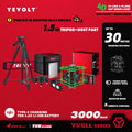 Nível a laser YEVOLT Green Beam, 4 planos, 16 linhas, autonivelante, 360 graus, 3D, que se ajusta ao solo, ferramentas de medição de ladrilhos horizontais e verticais