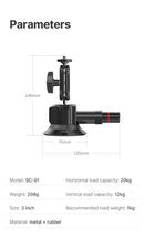 Ulanzi Car Phone Action Camera Holder Hand Pump Suction Cup 360° Adjustable 1/4" for GoPro for Insta360 DJI Action Smart Phone