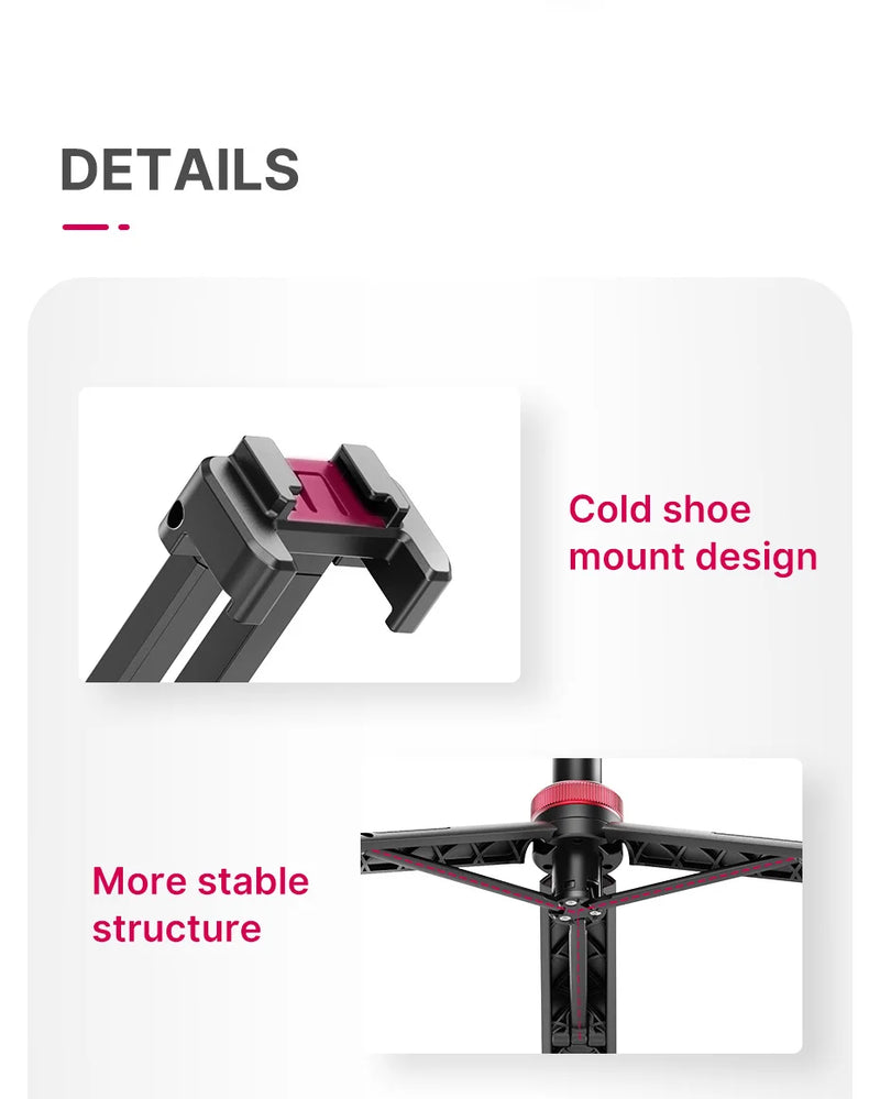 Tripé ULANZI MT-44 Tripé para Smartphones, Vlogs e Câmeras SLR Portáteis com Suporte para Celular e Sapata Fria