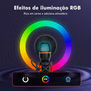 Microfone de mesa RGB com cancelamento de ruído ativo de 48 kHz, conexão USB plug & play e tripé ajustável para streamers/gamers, Coibeu