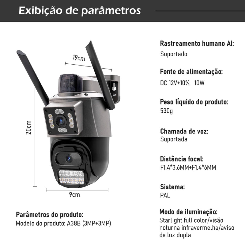 Câmera de segurança Icsee IP sem fio Wi-Fi HD 6MP 4K, ultra HD à prova d'água e prova de poeira