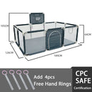 Cercado infantil IMBABY para uso interno, com barreira de segurança, piscina seca e área de recreação para crianças.