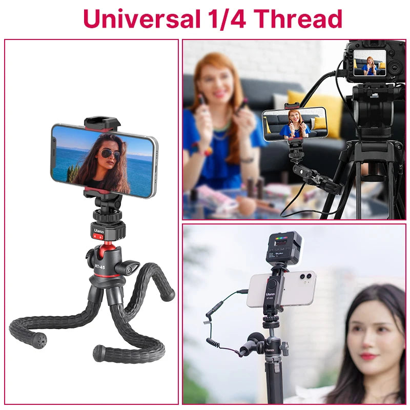 Suporte vertical para celular Ulanzi ST-06S para câmera DSLR, monitor, tripé, braçadeira para gravação de vlogs com smartphone