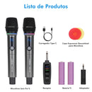 Kit 2 Microfones sem fio profissional com suporte para PC, RGB, UHF Dual Wireless, Karaokê, Coibeu, do Brasil