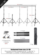 SH Novo Kit de Suporte para Fundo de Foto 2X2M 2X3M 2,6X3M com Ajuste de Altura para Estúdio Fotográfico com Clipe
