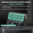 Mini amplificador de guitarra elétrica DK, 10W, Bluetooth, com efeitos de reverb e overdrive, bateria de lítio e 30 ritmos de bateria.