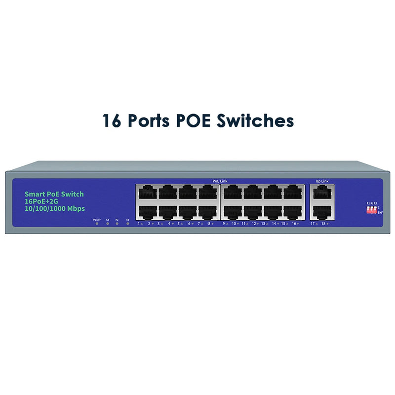 Switch de rede POE de 8 portas e 52 V com 10/1000 Mbps IEEE 802.3 AF/AT sobre Ethernet, câmera IP, AP sem fio, sistema de segurança CCTV