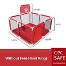 Cercado infantil IMBABY para uso interno, com barreira de segurança, piscina seca e área de recreação para crianças.