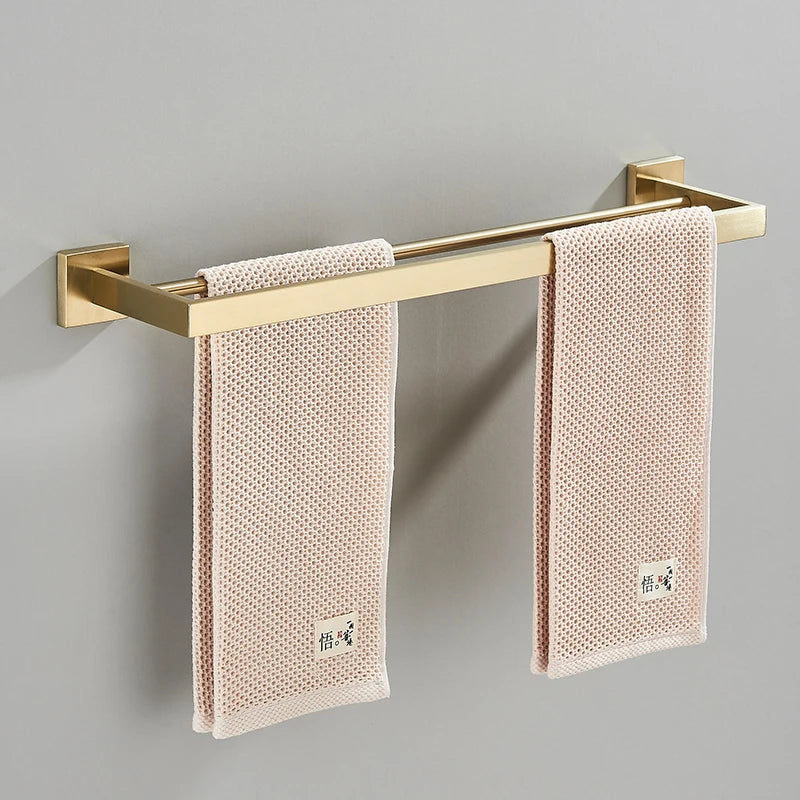 Acessórios para banheiro Toalheiro Aço inoxidável Toalheiro Acessórios para banheiro Prateleira de armazenamento Toalheiro duplo Dourado/Preto/Cromado