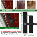 Fechadura elétrica de porta com impressão digital Bluetooth RAYKUBE F7 TT, versão com voz em português/inglês e alça maior