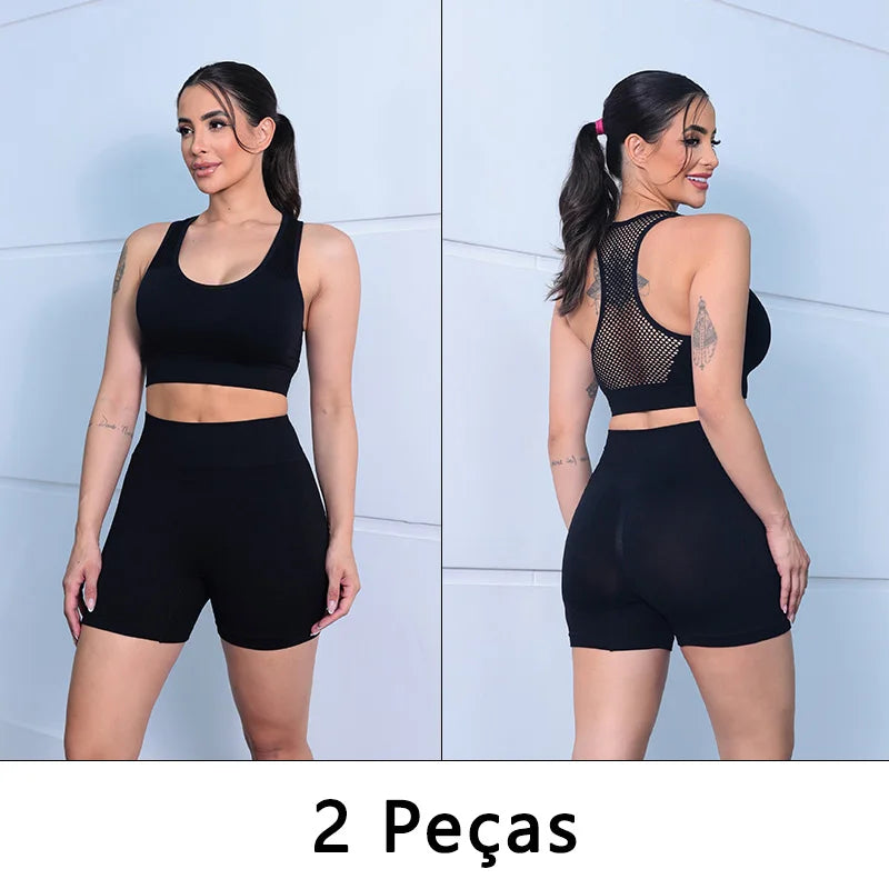 2 peças, shorts esportivos femininos, shorts de ginástica, calças de ioga femininas com controle de barriga e bumbum