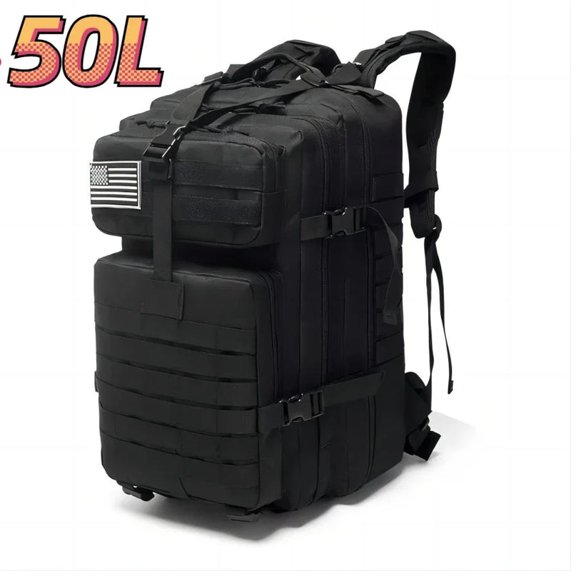Mochila de nylon impermeável 30L/50L 1000D para caminhadas, pesca e caça, para atividades ao ar livre, esportes táticos, acampamento e caminhada