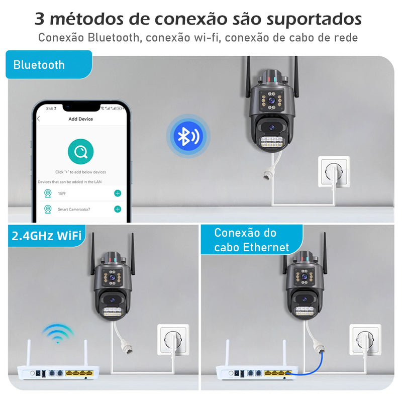 Câmera de segurança Icsee IP sem fio Wi-Fi HD 6MP 4K, ultra HD à prova d'água e prova de poeira