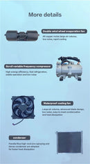 Ar condicionado elétrico de teto Treeligo 12V/24V 13500BTU para trailers, motorhomes e vans. Ideal para estacionamento e transporte em veículos recreativos, caminhões, trailers e caravanas.