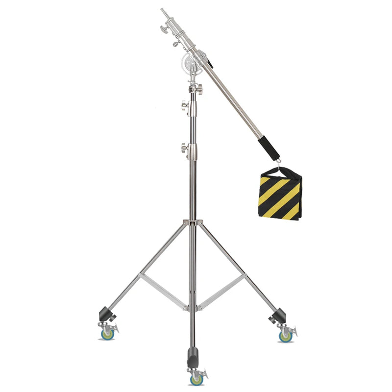 Tripé superestável de 2/2,9 m, grande, dobrável, suporte de luz, estrutura de elevação, rodas, fotografia, softbox, estúdio fotográfico, aço inoxidável