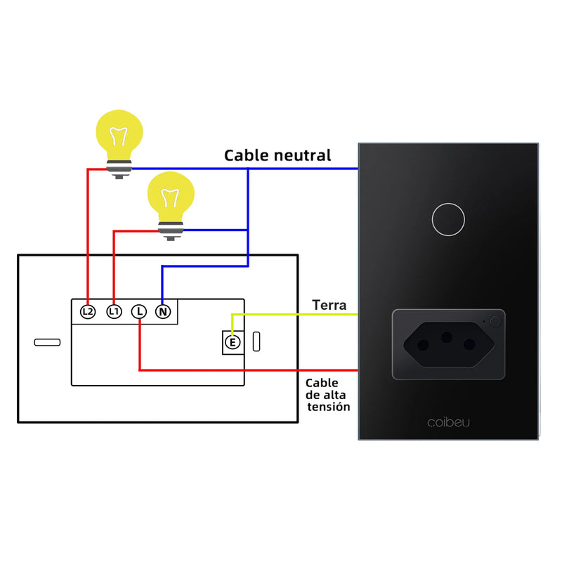 Interruptor Inteligente Tuya Compatível Alexa, Smart Switch com Neutro, APP e WiFi por Toque,