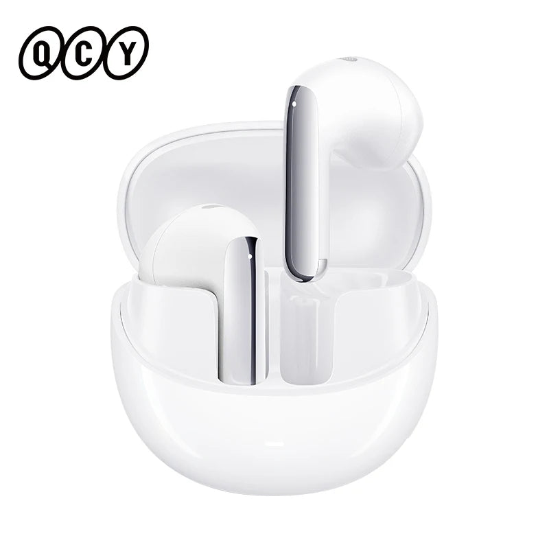 Fones de ouvido sem fio QCY HT10 AilyBuds Pro+ com cancelamento de ruído ativo (ANC), áudio de alta resolução com LDAC, Bluetooth 5.3, 6 microfones, IA para chamadas em HD e conexão multiponto.