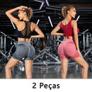 2 peças, shorts esportivos femininos, shorts de ginástica, calças de ioga femininas com controle de barriga e bumbum