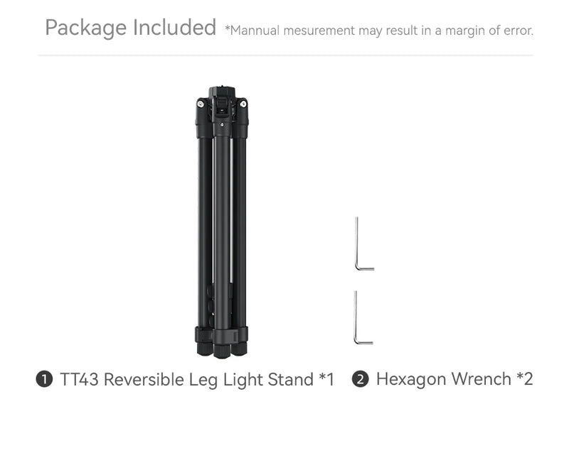 Ulanzi TT43 Tripé portátil ajustável, suporte reversível para luz de preenchimento, caixa macia, luz COB de 40 W com parafuso de 1/4''