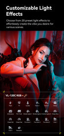 Ulanzi VL-120Bi VL-120C 120W V-Mount COB Luz sem fio Controle por aplicativo 2700K-6500K Luz de vídeo para fotografia de vídeo de esquete