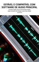 Placa de som externa USB TEYUN Q-26 com interface de áudio para guitarra elétrica, ideal para gravação ao vivo em estúdio e canto em PC.