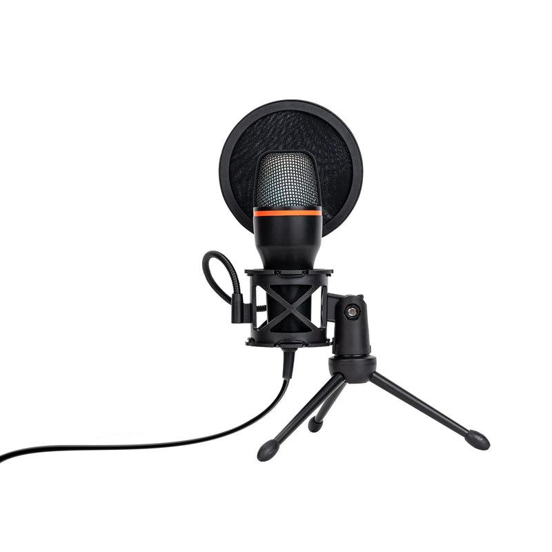 Microfone de mesa RGB com cancelamento de ruído ativo de 48 kHz, conexão USB plug & play e tripé ajustável para streamers/gamers, Coibeu