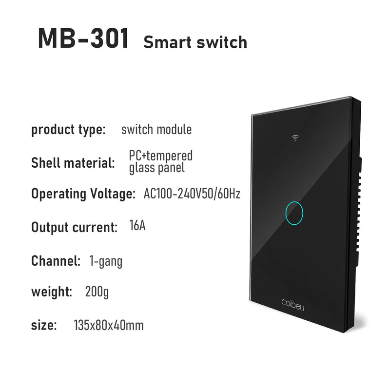 Interruptor Inteligente Tuya Compatível Alexa, Smart Switch com Neutro, APP e WiFi por Toque,