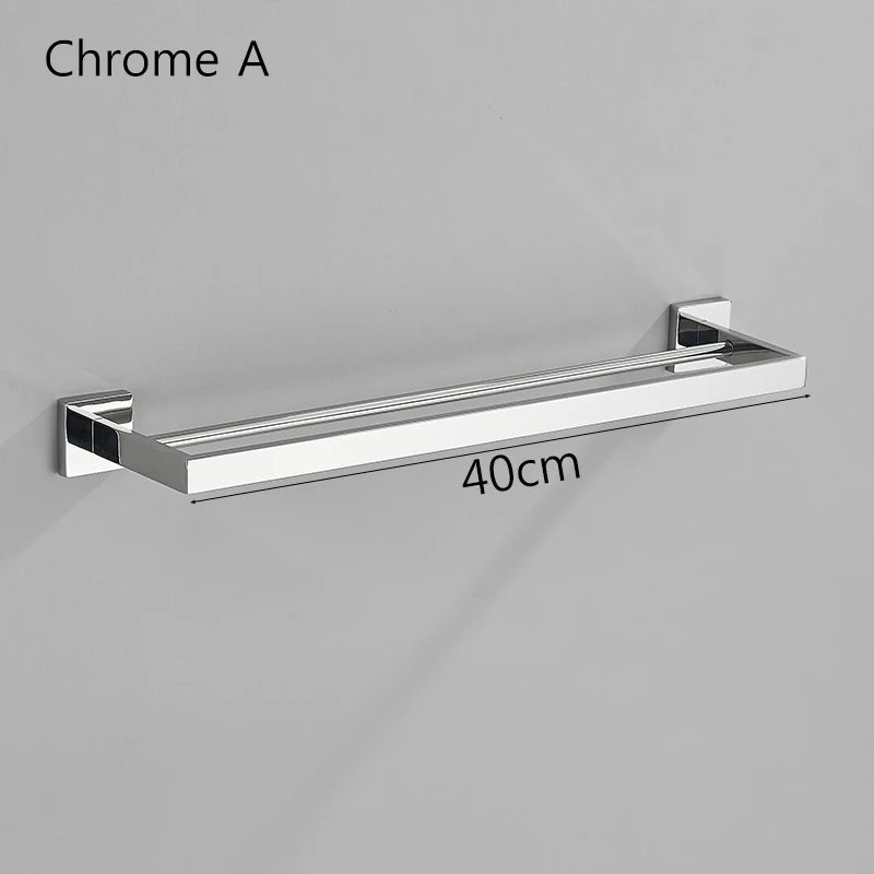 Acessórios para banheiro Toalheiro Aço inoxidável Toalheiro Acessórios para banheiro Prateleira de armazenamento Toalheiro duplo Dourado/Preto/Cromado