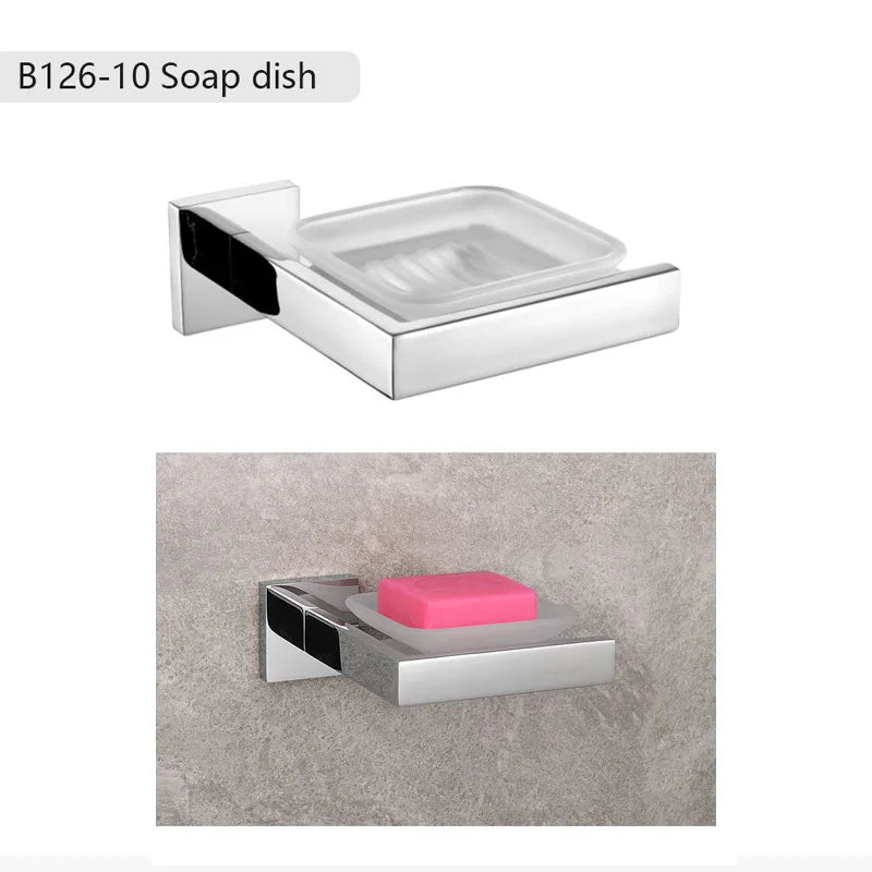 Acessórios para banheiro em aço inoxidável, espelho, cromado, polido, toalheiro, suporte para papel higiênico, barra de toalha, gancho, acessórios para banheiro