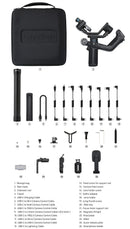 Gimbal de mão FeiyuTech SCORP Mini 2 de 3 eixos para câmeras mirrorless e de ação, smartphone com rastreador de IA, preenchimento magnético e capacidade de carga de 1,2 kg.